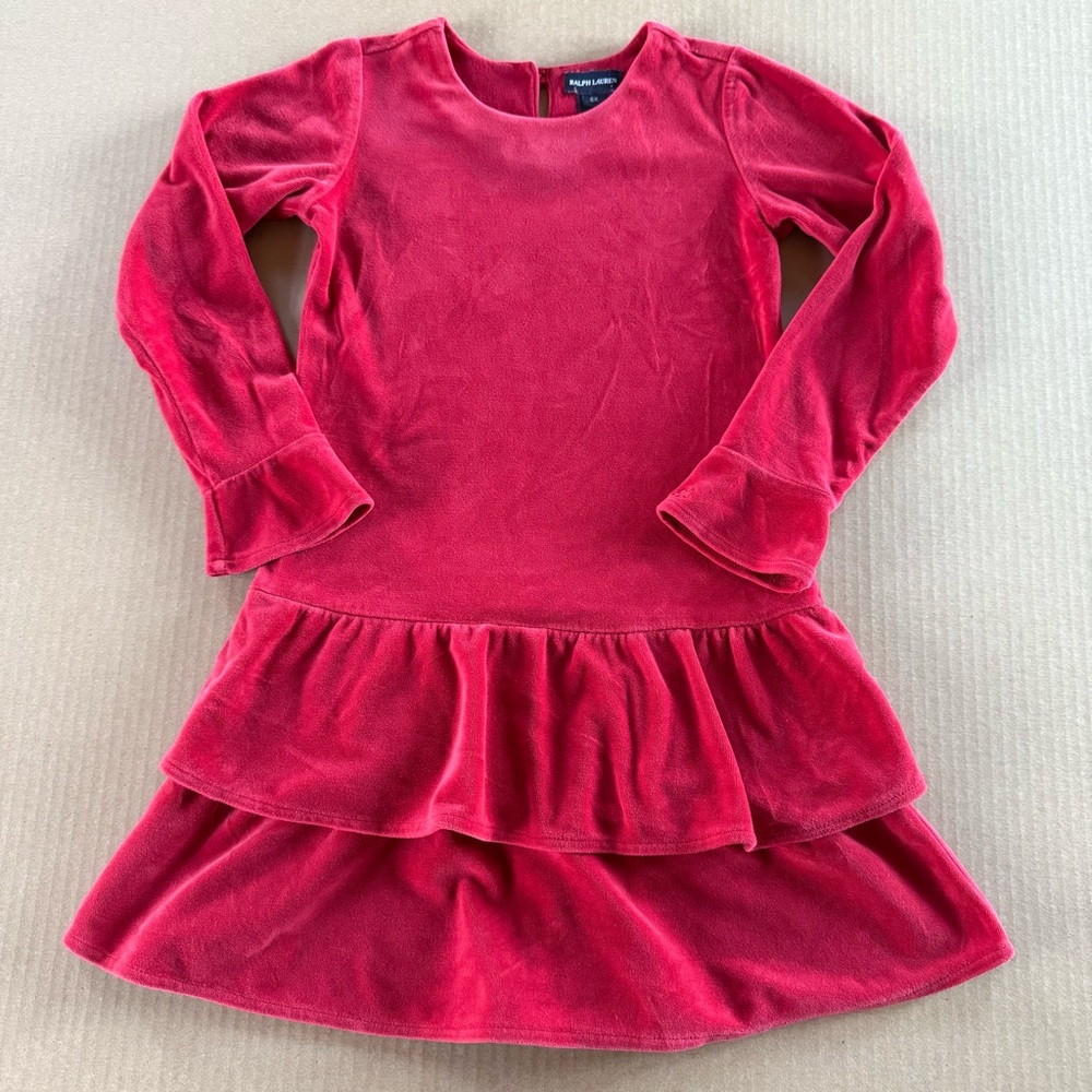 Ralph Lauren Velvet Vibrant Red Dress Size 6X